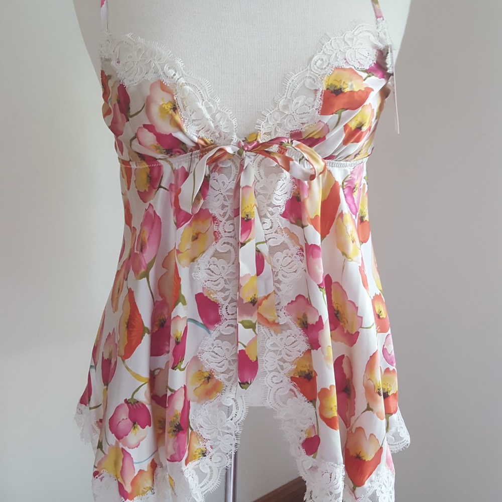 NWT Badgley Mischka silk lingerie w/ thong L